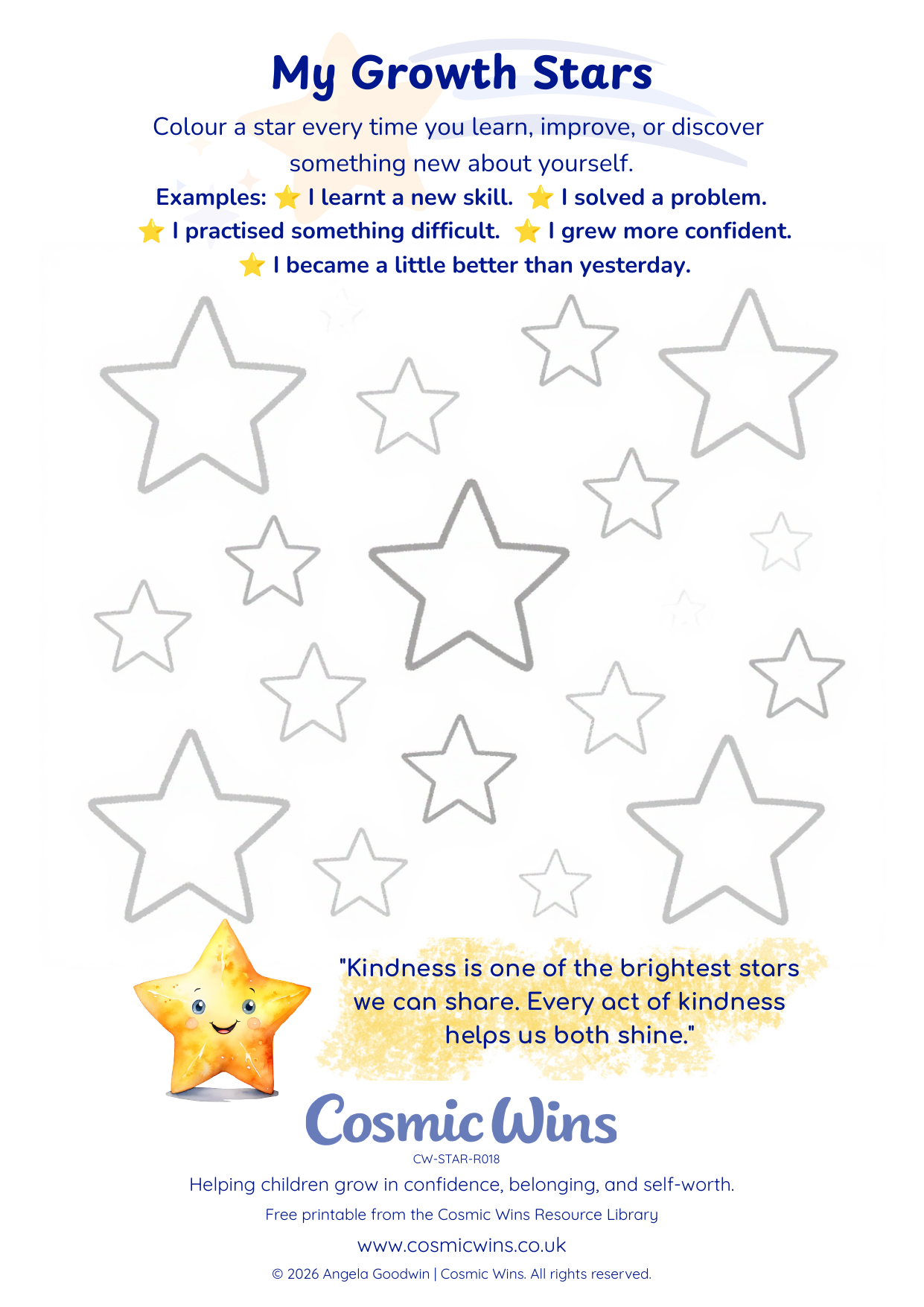 My Growth Stars printable preview